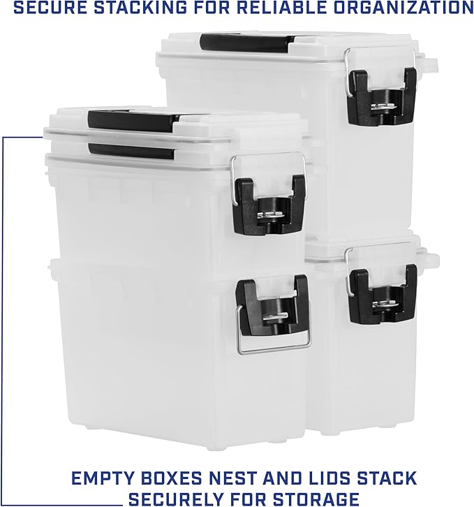 Sheffield 12793 2-Pack Ammo Storage Box, Stackable .30 Cal Field Boxes, Water and Dust Resistant, Lockable Storage Box with Handle, Secures Hunting Gear, Supplies, and Bullets, Made in USA, Frost