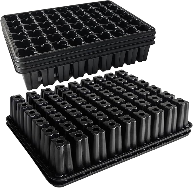 RooTrimmer 54 Cell Seed Starter Trays, 2.8" Deep Plug Tray Seedling for TD377 Nursery Tray, Super Thick Reusable Trays for Easy Transplantation (11.14inch ×14.6 inch, 5-Pack)