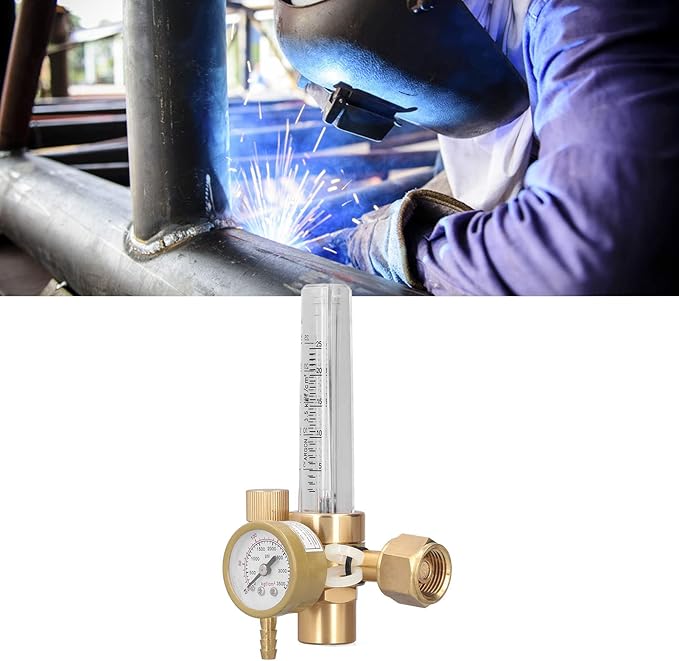 Welding Gas Regulator Valve Brass Flowmeter CO2 MIG TIG Welding Machine Accessory OBC191 Adjustable 025LPM Flow Meter with 03500psi Gauge for Argon Arc Welding Industrial U