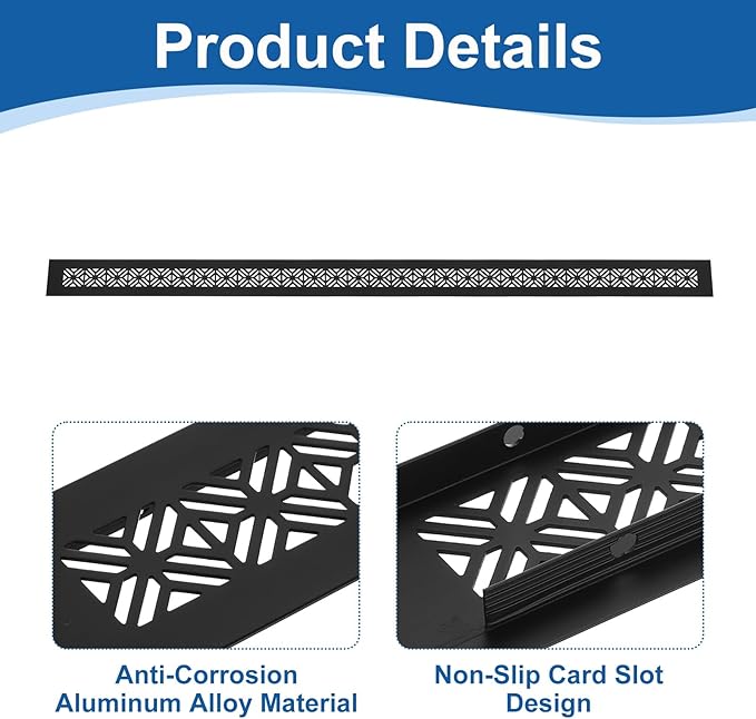 uxcell 2Pcs Aluminum Alloy Air Vents, 800 x 50mm / 31.5 x 2" Rectangle Louvered Ventilation Grille Cover with Mounting Screws for Door Cabinet Wardrobe, Matt Black