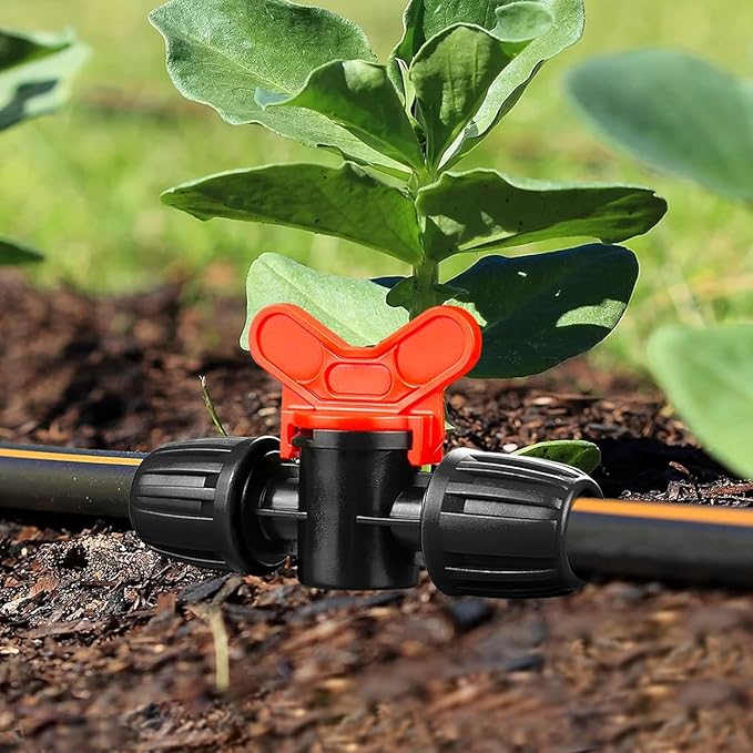 Gardrip 8 Pack Drip Irrigation Valve for 1/2 Inch Drip Tubing (1/2" ID x 0.65" OD)：1/2'' In-line Locked Barbed Ball Valve Drip Line Shut Off Valve Parts In Irrigation System for Garden