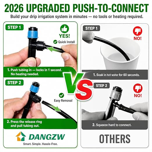 230FT Drip Irrigation System Kit, Quick Push-to-Connect Garden Watering System with 1/2'' & 1/4'' Tubing, Adjustable Drippers & Sprayers, Auto Irrigation System for Raised Bed, Lawn, Greenhouse