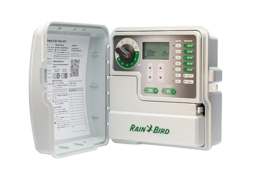 Rain Bird SST600OUT Simple-to-Set Indoor/Outdoor Sprinkler/Irrigation Timer/Controller, 6-Zone/Station (This New/Improved Model Replaces SST600O),Gray/Green