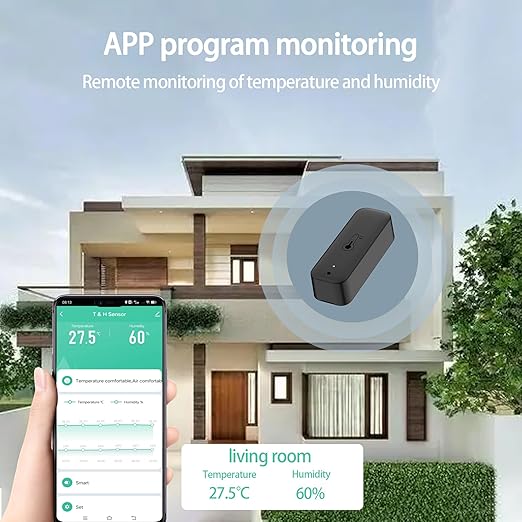 WiFi Hygrometer Thermometer Sensor, Wireless Smart Temperature Humidity Monitor with Remote App Notification Alert, for Home, Greenhouse Black (2 Pack)