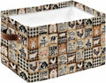 Farmhouse Checkered Storage Bins Cubes Waterproof Cloth Storage Basket, Rustic Retro Farm Life Assembling Foldable Storage Bags for Shelf Closet Clothes Organizers with Handles 15x11x9.5 in 1PCS