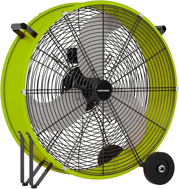30 Inch Industrial Drum Fan 14000 CFM Ultra High Velocity Floor Fan for Large Warehouse, Shop & Gym - 3-Speed Heavy Duty Metal Cooling Fan with 360° Tilt, Rolling Wheels & UL Safety Listed