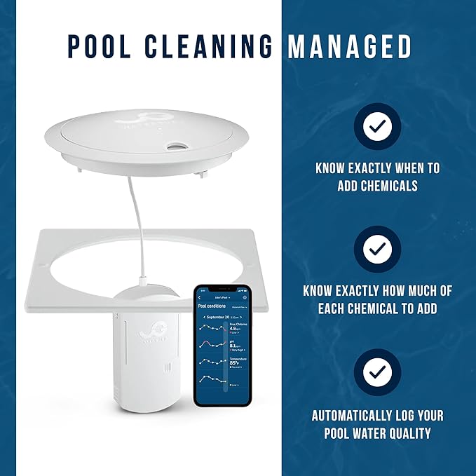 WaterGuru - Sense Skimmer Adapter - Smart Pool Monitor - Chlorine & pH Meter - Pool Water Tester - Monitor Pool Chemicals (10” Square Skimmer Adapter)