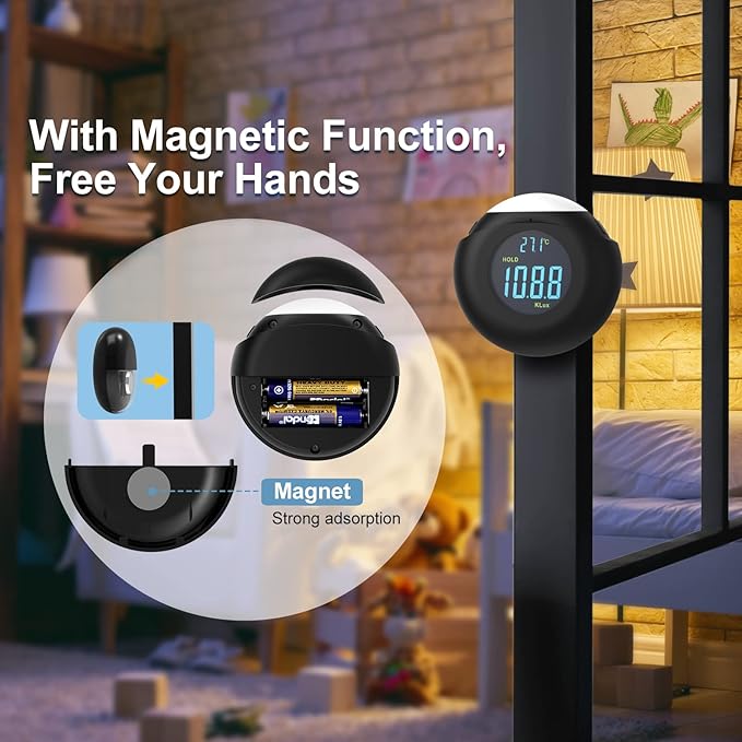 Light Meter Digital Illuminance Meter Handheld Ambient Measurer with 360° Detector, Measurer with Range up to 200,000 lux with LCD Display, Light Meter for Factories, Warehouses, Offices