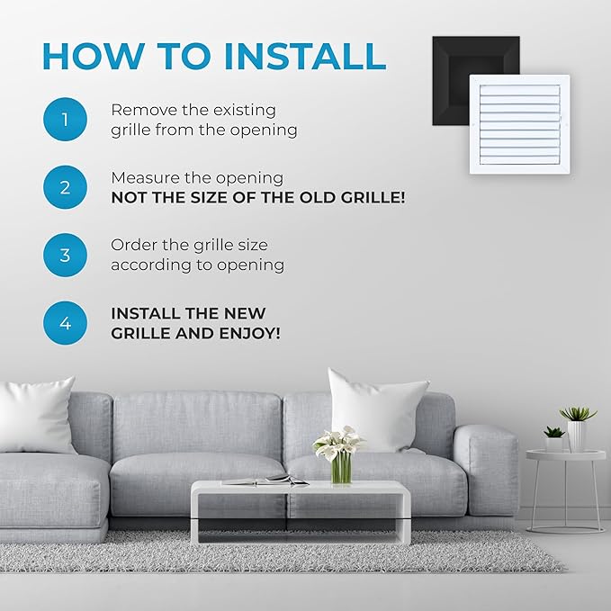 Aluminum 10 x 10 In (Duct Opening) 1-Way Air Duct Register Vent Cover for Ceiling and Wall - Modern HVAC Louver Vent Cover Adjustable, Durable Rustproof Wall Grille – Overall Size 11-5/8 x 11-5/8 Inch