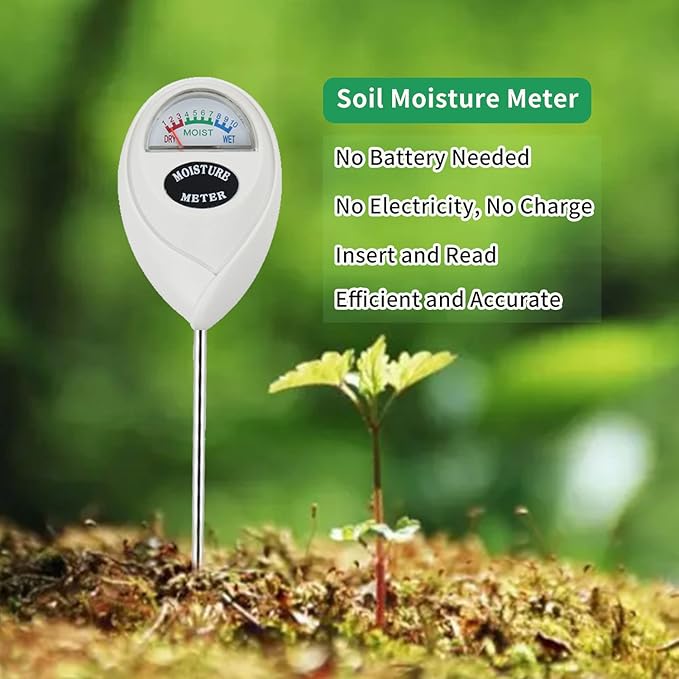 Censinda Soil Moisture Meter, Long Probe Soil Moisture Monitor for House Plants, Soil Hygrometer Moisture Sensor for Indoor & Outdoor, Garden, Farm, Lawn Plant Care, No Battery Needed(White)