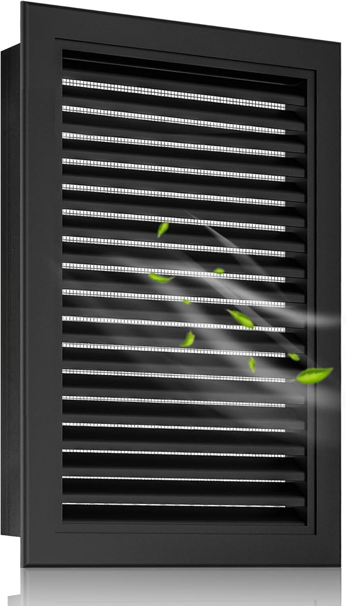 16"x22" Gable Vent Aluminum Alloy – Durable Attic, Garage & Shed Ventilation, Integrated Metal Screen to Stop Critters, Anti-Condensation Design, Opening 14"x20" Black