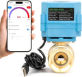 U.S. Solid WiFi Smart Motorized Ball Valve 1 inch NPT for Water Control & Irrigation, 2 Way Brass Electric Valve, USB Powered, LED Status Indicator, Flow Direction Window, Remote On/Off Control