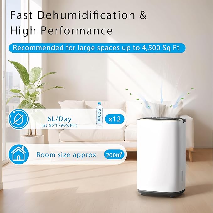 3000 Sq.Ft Dehumidifier for Basement with Drain Hose, Upgraded 30 Pint Large Best Compressor Dehumidifiers for Home or Garage, Smart Humidity Control, 24H Timer & Child Lock, Ideal for Large Rooms