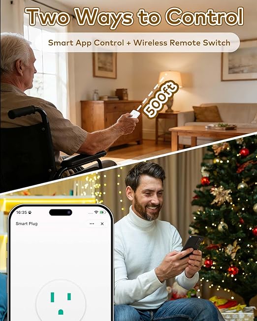 NineLeaf Smart Plug, WiFi Plugs Compatible with Alexa and Google Home, Smart Outlet Timer with APP Remote Control, 2.4GHz Wi-Fi Only, No Hub Required, TUV FCC Listed,2 Set(2 Wi-Fi outlets+2 switches)
