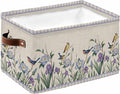 Spring Flowers Storage Bins Cubes Waterproof Cloth Storage Basket,Vintage Floral Leaves Birds Farmhouse Plaid Foldable Storage Bags for Shelf Clothes Storages Organizers with Handles 15x11x9.5 in 1PCS