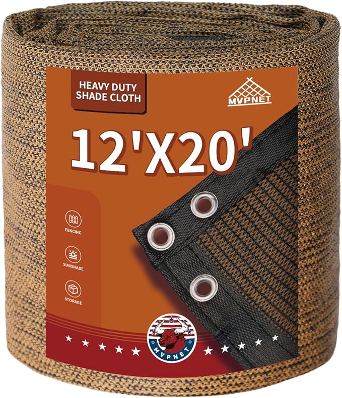 90% Sun Shade Cloth with Grommets 12x20 FT, 180GSM Heavy-Duty HDPE Mesh Tarp with Reinforced Edges & Grommets, UV Block Shade Cover for Pergola, Patio, Garden, Greenhouse, Chicken Coop