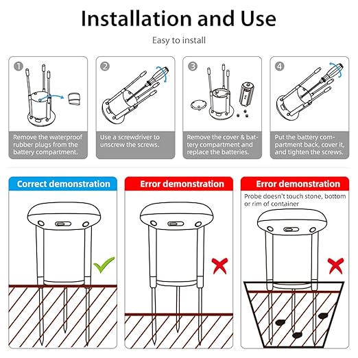 WiFi Smart Soil Sensor: Smart Soil Moisture Meter with App Real-Time Monitoring, Soil Tester with Moisture/Temperature Meter for Garden, Farm and Greenhouse, Compatible with Alexa, Google Home