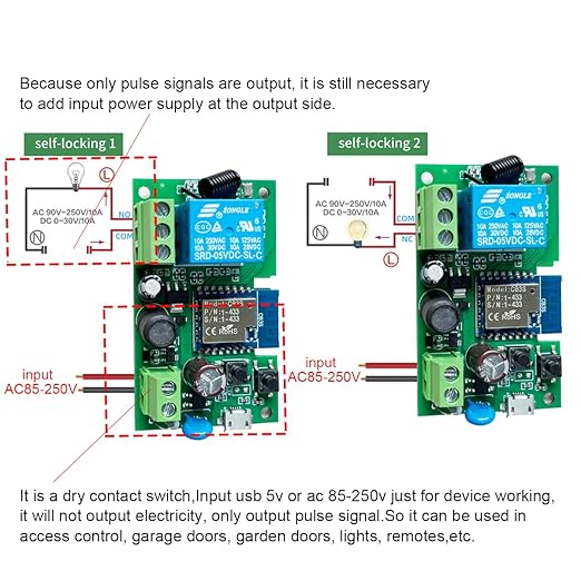 Smart WiFi Wireless Relay Switch Module, Tuya 1CH AC 85-250V/ USB 5V Smart Life Remote Control Dry Contact Momentry Switch Compatible with Alexa and Google Home