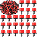 Yaocom 400 Pcs Sprinkler Irrigation Drippers, 1/4 Inch Barbed Drip Emitter, 360 Degree Watering Adjustable Suitable Anti-Clogging Drippers for 4mm/7mm Garden Watering Tubing System (Red)