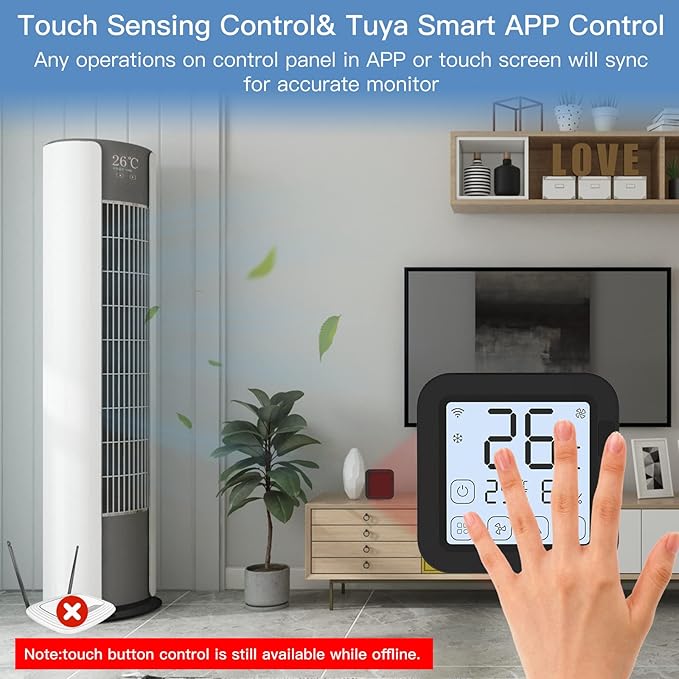 Smart WiFi IR Conditioner Controller with LCD Display App Control Temperature Humidity Sensor Monitor Compatible with Home for Mini Split Portable AC