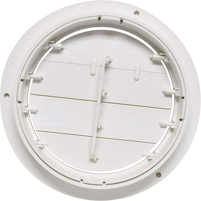 Valterra A10-3358VP Dampered Heating and A/C Register with 360° Rotation - 5-1/2" ID x 6-7/8" OD, White