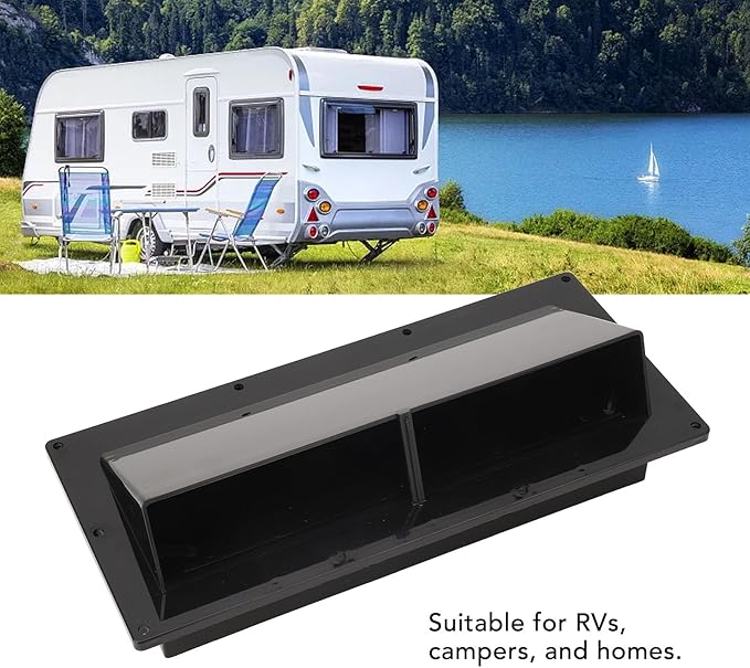 Tyenaza RV Exhaust Ventilation Cover, RV Range Hood Vent Cover Automatic Wind Proof Damper with Locking Flap for RV Home Camper Black