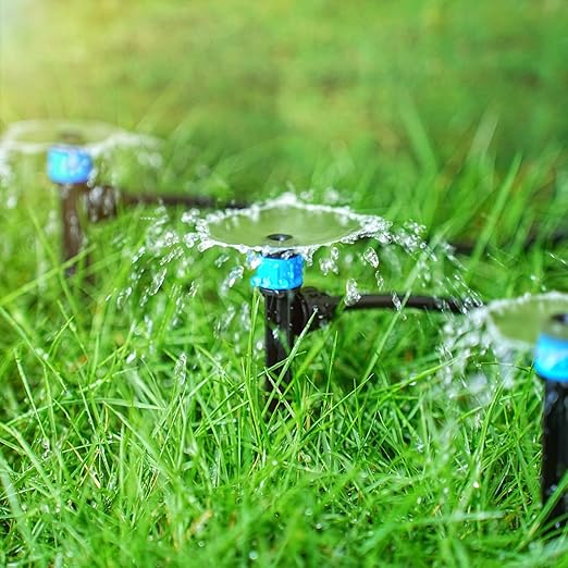 26pcs Drip Emitters Fan Shape with Stake for 1/4" Irrigation Tubing, Adjustable 360 Degree Water Flow Irrigation Vortex Sprayer On 5" Stake Garden Irrigation Dripper for Watering System