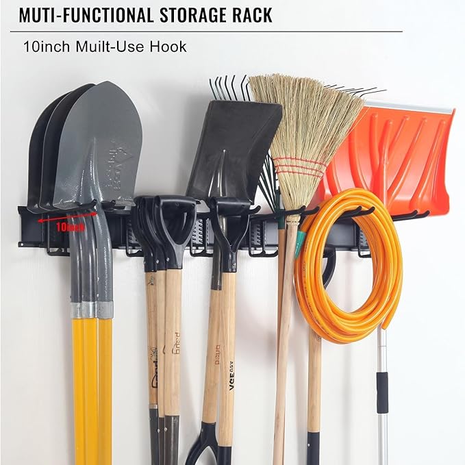 Aking Ace Wall Mount Tool Storage Rack, Garage Organization, Heavy Duty Garage Storage Tool Organizer, Garden Tool Wall Hooks and Hangers, Hold Up to 350lbs Black 2Pack