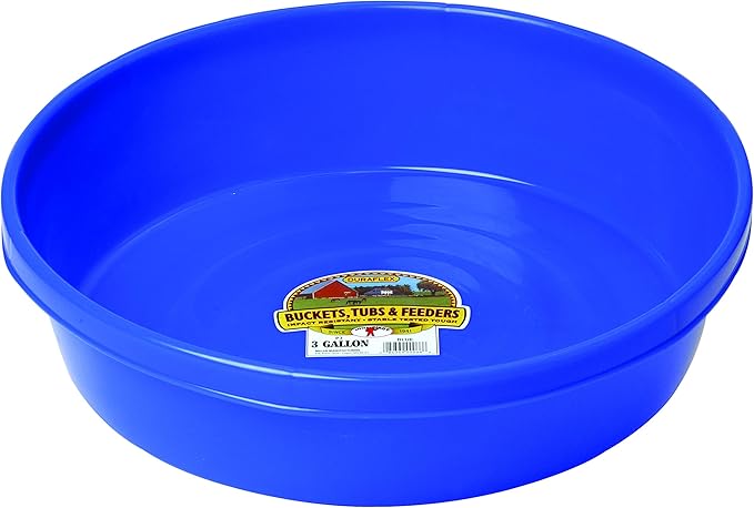 Little Giant® Plastic Utility Pan | Feed Pan | Durable & Versatile Livestock Feeding Bucket | Made in USA | 3 Gallon | Blue