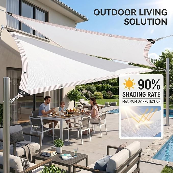 White Shade Cloth for Garden, 90% Mesh Tarp Heavy Duty with Grommets Sun Shade Cloth for Greenhouse, Plants Cover, Patio and Chicken Coops, White Shade Net for Outdoor UV Resistant(30x48ft)