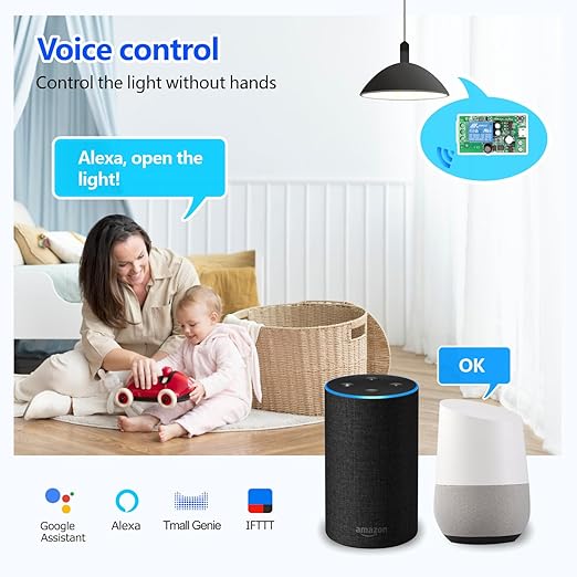 DieseRC 4x1 Channel WiFi Smart Switch with 1x Bluetooth Transmitter, DC 5V 12V 24V Passive Output Relay Module Ewelink APP WiFi Control Compatible with Alexa/Google Home, Inching/Self-Locking Switch