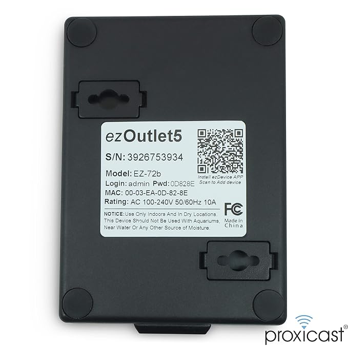 ezOutlet5 - Internet Enabled IP & Wi-Fi Remote Power Switch with Automatic Reboot - iOS | Android | Cloud | Web Controllable - Single AC Power Outlet - Model EZ-72b