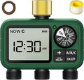 3 Zones Brass Inlet Water Timer for Outdoor Garden Hose, Sprinkler Timer for Garden Faucet with Auto/Manual/Rain Delay Mode, Sprinkler Irrigation Controller for Yard Lawn