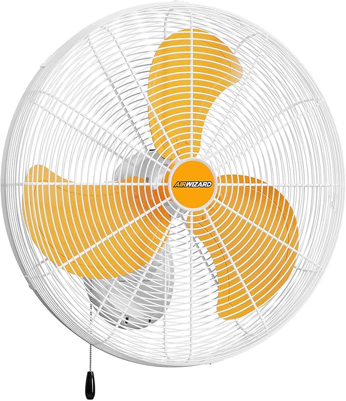 18 inch Outdoor Oscillating Wall Mounted Fan, High Velocity IPX4 Waterproof 4750 CFM Industrial Metal Wall Fan, 3 Speed, Adjustable Tilt, for Greenhouse, Patio, Garage, Workshop