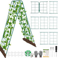 Heavy Duty Metal 50"x17" Cucumber Trellis for Raised Bed, A Frame Garden Trellis for Climbing Plants Outdoor, Plant Trellis Support for Tomato Bean Pea Grape Adjustable Vegetable Garden Trellis