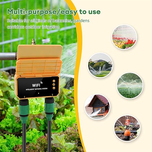WiFi Hose Timer 2 Zone, Smart Solar Sprinkler Timer Automatic Irrigation Controller with Rain Sensing, Garden Hose Watering System for Lawns Yard
