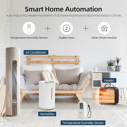 eMylo Zigbee Thermometer Hygrometer 2 Pack, IP65 Temperature Humidity Sensor with Digital LED Display, Zigbee Hub Required,Remote Monitoring&Smart Home Automation,Compatible with Home Assistant,Alexa