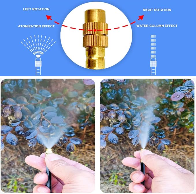 New drip Irrigation kit, Automatic Garden Watering System, Quick Connector and 360-degree Bending Dropper atomizing Copper Nozzle, Garden Plant Lawn Courtyard Watering System. (Timer)