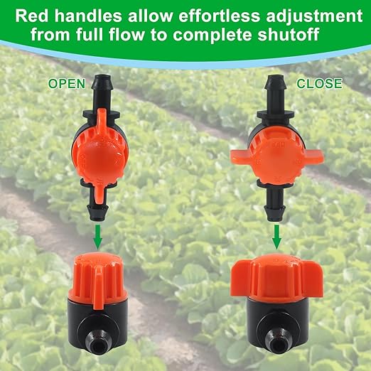 30 Pack 1/4 Inch Drip Irrigation Shut Off Valves - in-Line Barbed Flow Control Valve with Anti-Drop Design for 1/4" Drip Tubing, Garden Irrigation System, Lawn & Greenhouse Watering