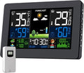 Weather Station Wireless Indoor Outdoor Thermometer, Digital Thermometer with Remote Sensor, Large Display Home Weather Stations with Weather Forecast, Atomic Clock, Barometric Pressure, Moon Phase
