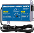 2 Pack Thermostat Controller for Attic Fan, Adjustable Temperature Control Switch with Socket, Overload & Surge Protector, 1600W Fan Thermostat for Garage, Workshop, Greenhouse
