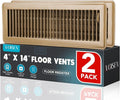 VOISEN Floor Register 4x14, 2 Pack Floor Vent Covers, Steel Adjustable Air Supply Grille Register Vent Cover Grill for Sidewall and Floor, Vent Covers for Home Floor,Brown