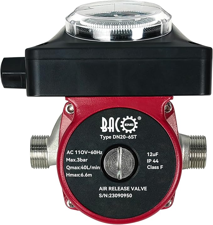 BACOENG Hot Water Recirculating Pump, Auto Start/Close Water Circulation Pump With Timer, Ultra-silent Stainless Steel Head for Electric Water Heater System/Tank Water Heaters