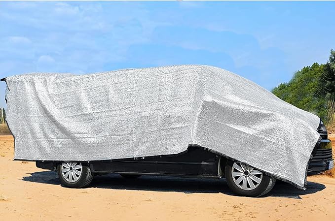Shade Cloth-Thickened and Encrypted 80% Aluminum Shade Cloth for Greenhouse Balcony Garden,Outdoor Pergola,Lawn,Cars.Easy Hanging with Edges and Holes,Silver Heat Reflective Tarp
