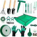 Gardening Tool Set, 18PCS Bonsai Tool Set for Succulents, Herbs & Indoor Plants, Mini Garden Tools with Repotting Mat, Gloves, Pruner, Plant Ties & Labels, Garden Starter Kit for Beginners