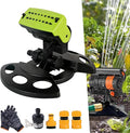 16-Nozzle Oscillating Sprinkler with Dual-Zone Sprinkler Water Timer, Adjustable Water Sprinklers for Lawn Yard Garden, Heavy Duty Automatic Irrigation System (Green)