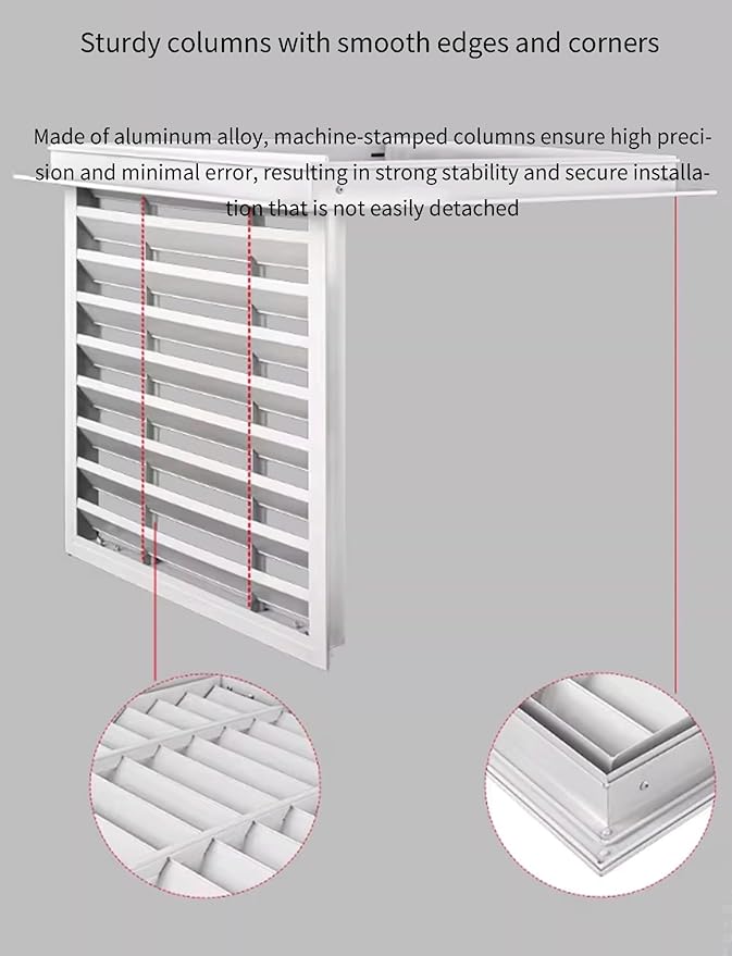 Resistant Aluminum Alloy Louvered Vent, Door Air Grille with Smooth Hinge, for Home/Commercia （60x60cm/23.4x23.4in）(45x45cm/17.6x17.6in)