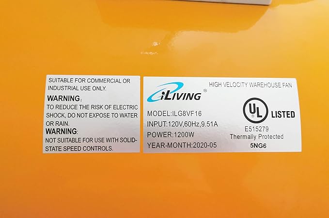 iLiving Utility High Velocity Blower, Fume Extractor, Portable Exhaust and Ventilator Fan (Utility 16")