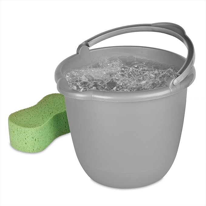 10 Qt. Spout Pail Classic Titanium,Plastic Utility Bucket with Comfortable Handle, Durable Multi-Purpose Pail for Household Cleaning & Storage