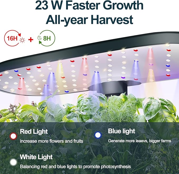 Indoor Garden Hydroponics Growing System12 Pods Plant Germination Kit Aeroponic Herb Vegetable Growth Lamp Countertop with LED Grow Light Smart Water Pump Automatic Timer (Black)